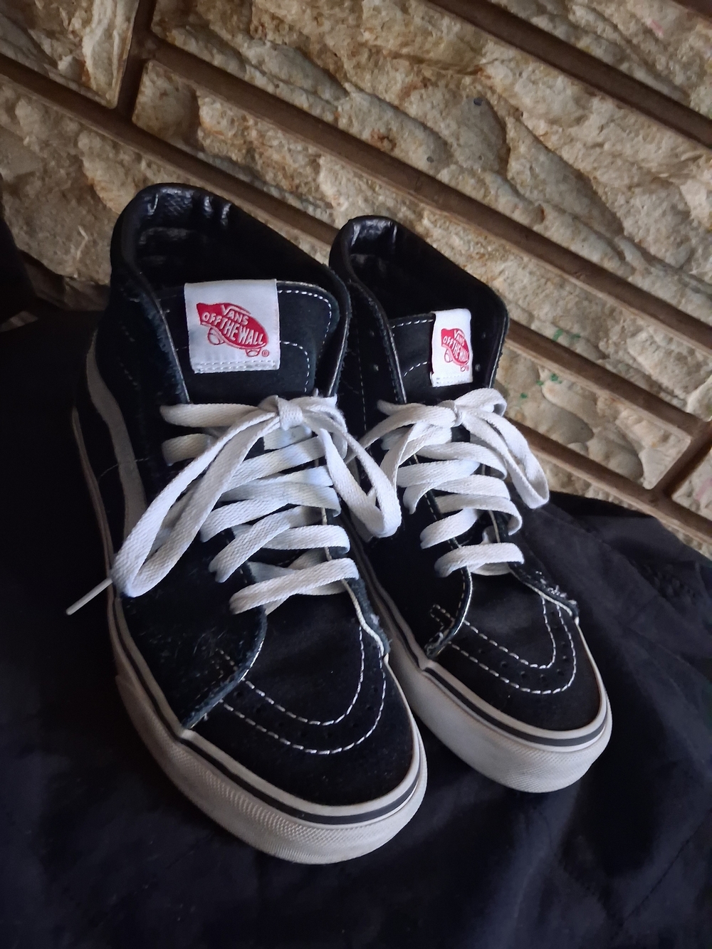 Vans Black High-Top Skate Shoes with White Laces